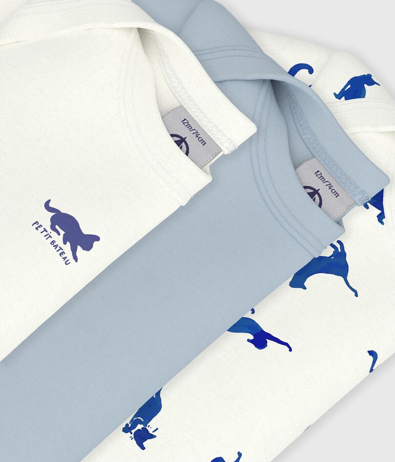 Pack of babies' short-sleeved cat print cotton bodies variante 1