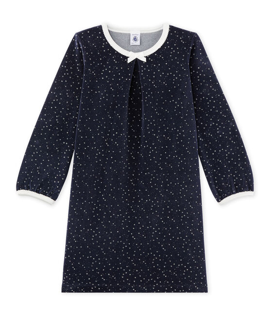 Chemise de nuit fille en bouclette velours SMOKING blue/ARGENT grey