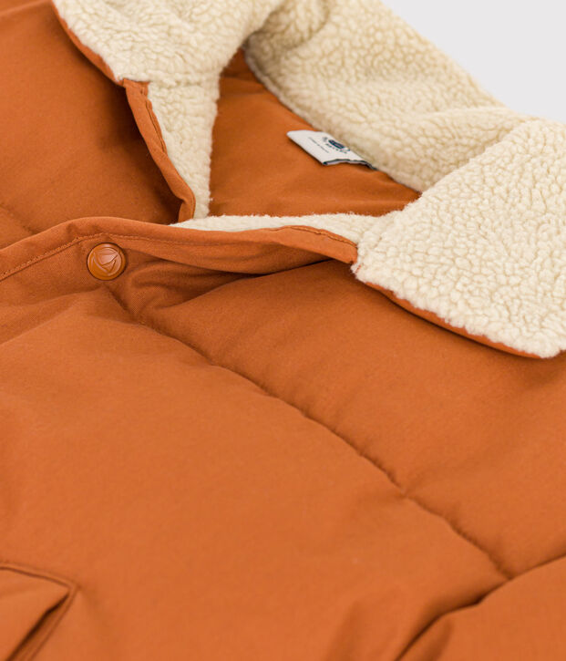Children's unisex short jacket lined with sherpa brown