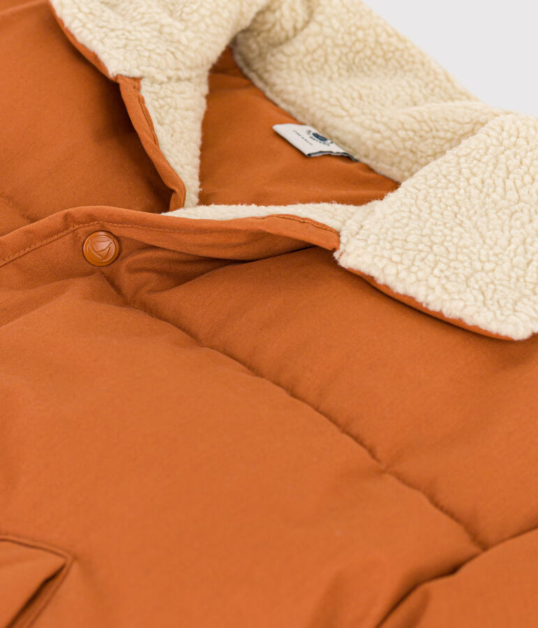 Children's unisex short jacket lined with sherpa brown
