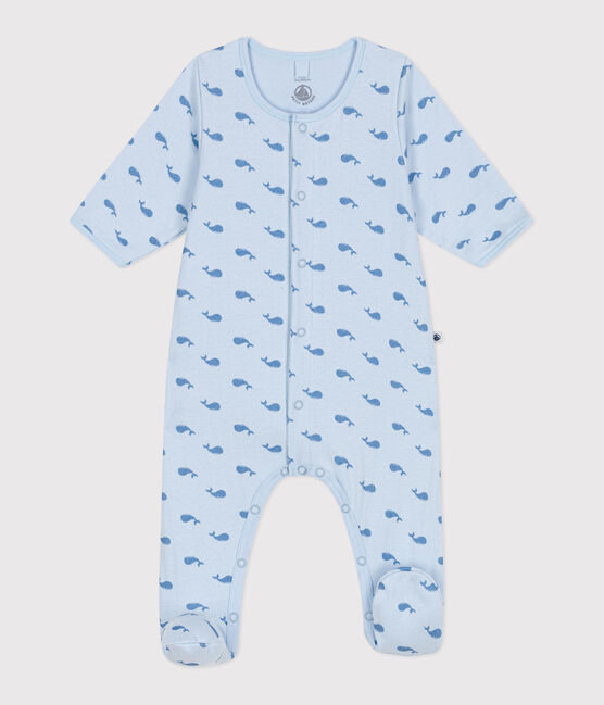 Babies' whale design tube knit bodyjama TOUDOU blue/ALASKA