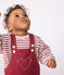 Babies' long-leg coloured denim dungarees AMARANTE