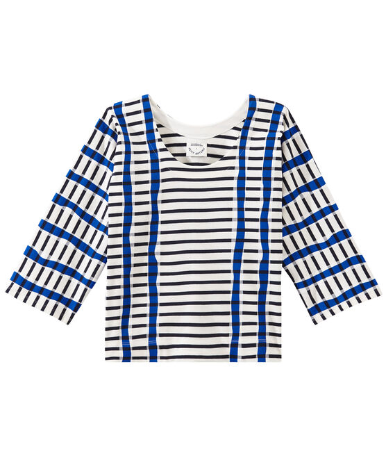 Kimono breton for woman MARSHMALLOW white/SMOKING blue