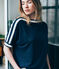 women's short sleeved tee-shirtin shiny linen SMOKING blue