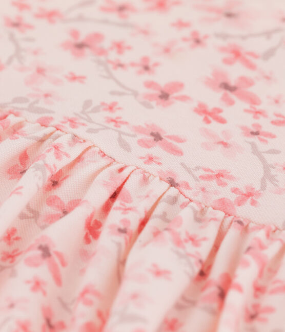 Girls' Jersey Piqué Formal Dress FLEUR pink/MULTICO white
