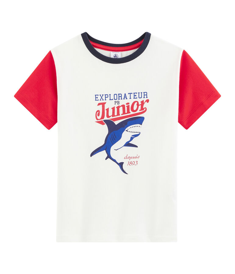 Boys' T-Shirt MARSHMALLOW white/PEPS red