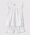 Girls' White Fine Cotton Short Pyjamas ECUME white