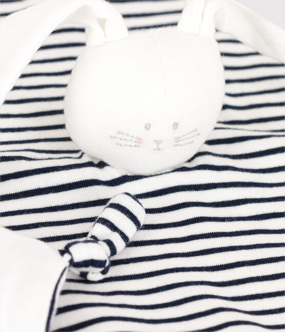 Doudou lapin marinière bébé en coton biologique MARSHMALLOW white/SMOKING blue