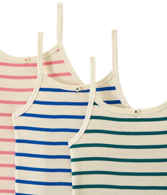 Set of 3 strap vest tops girl . white