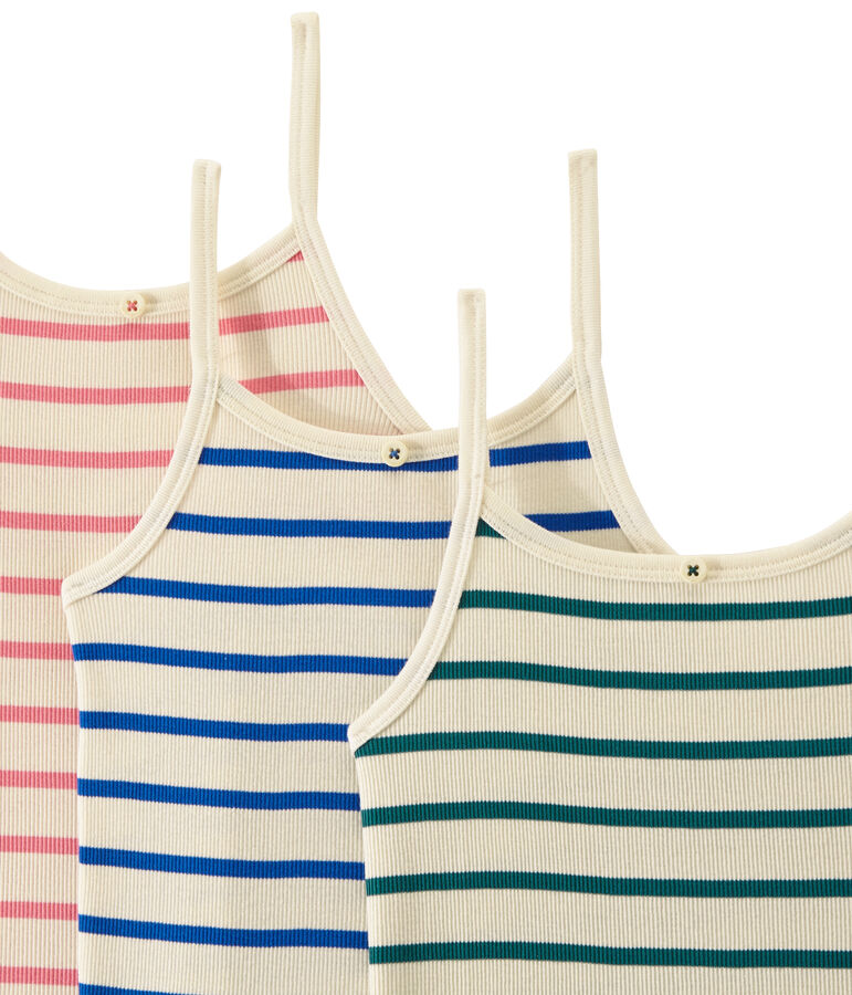 Set of 3 strap vest tops girl . white