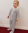 Babies' stripy velour pyjama suit MARSHMALLOW white/SMOKING blue