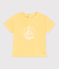 Babies' short-sleeved plain cotton T-shirt ORGE yellow