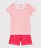 Girls' Pink Floral Print Cotton Short Pyjamas MARSHMALLOW white/GRETEL pink