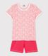 Girls' Pink Floral Print Cotton Short Pyjamas