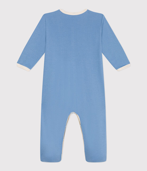 Babies' plain cotton pyjamas blue