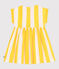 Children's short-sleeved stripy cotton dress MARSHMALLOW white/ORGE