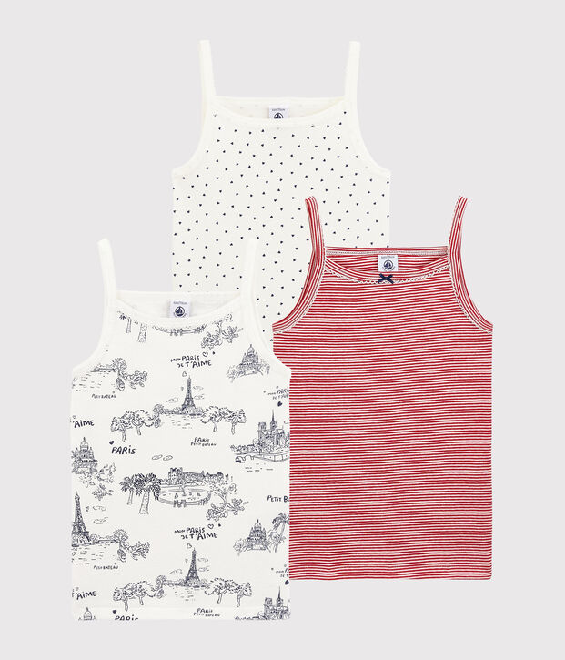 Girls' Paris Print Strappy Vests - 3-Pack multicolor