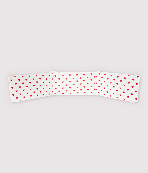 Babies' Red Heart Pattern Ribbed Cot Bumper white/red
