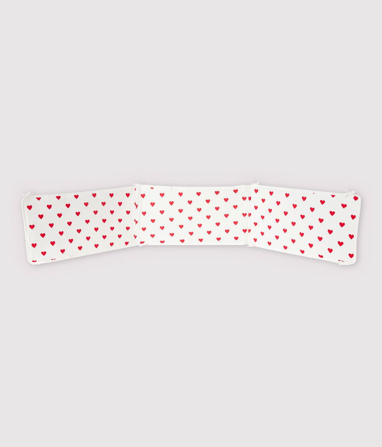 Babies' Red Heart Pattern Ribbed Cot Bumper white/red