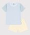 Children's short stripy cotton pyjamas JASMIN blue/MULTICO white