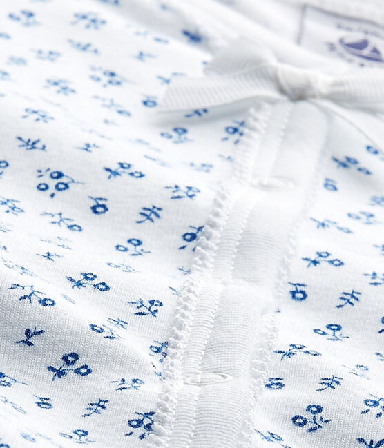 Baby girl's print sleepsuit ECUME white/BLEU blue