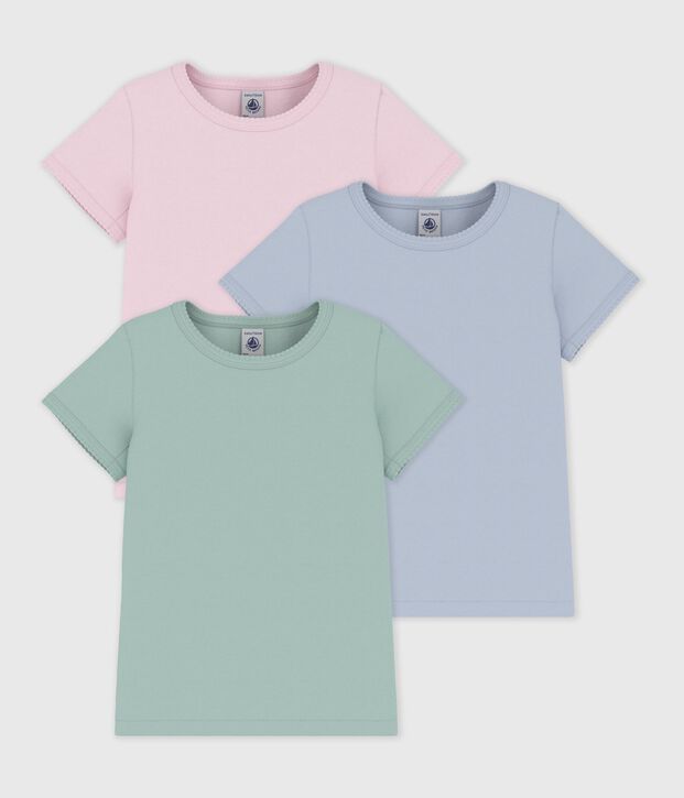 Pack of children's short-sleeved plain cotton T-shirts multicolor