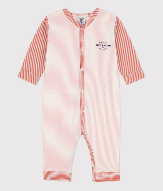 Footless Pinstriped Cotton Sleepsuit SALINE /MARSHMALLOW