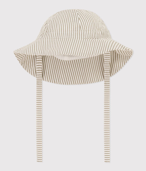 Babies' Seersucker Sun Hat MARECAGE /MARSHMALLOW
