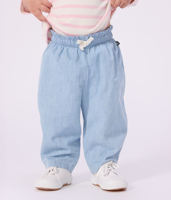 Babies' chambray trousers BLEU CLAIR blue