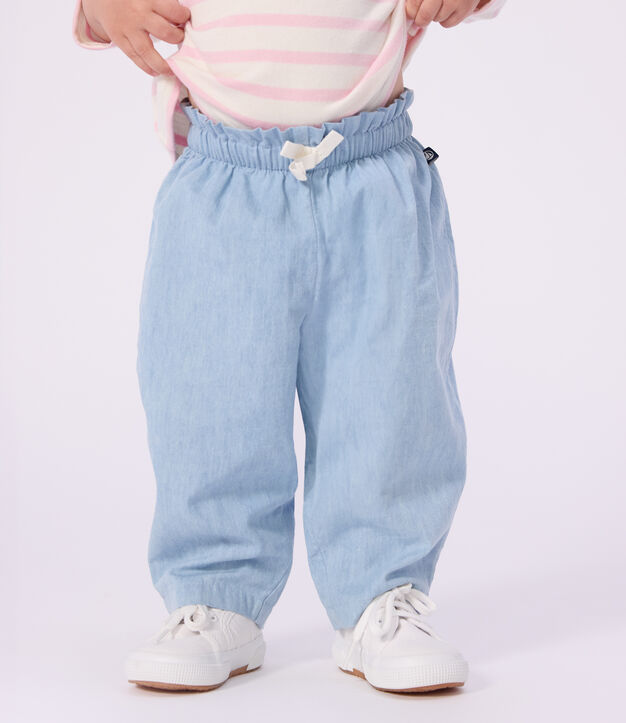 Babies' chambray trousers blue