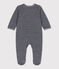 Babies' Pinstriped Velour Sleepsuit SMOKING blue/MARSHMALLOW white