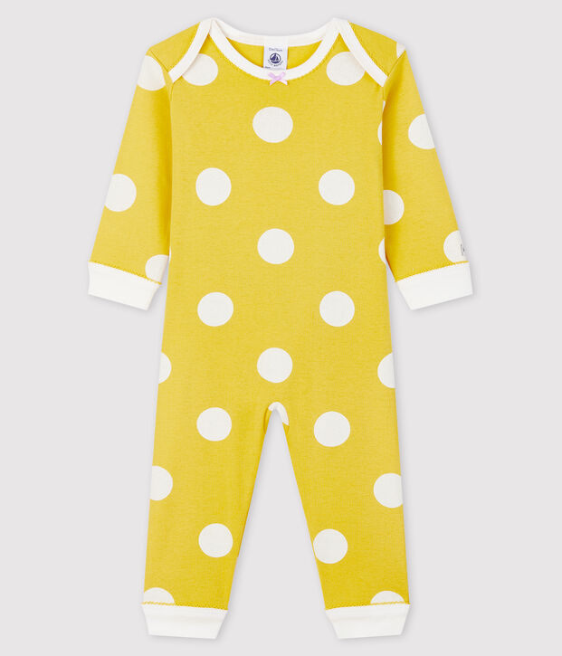 Baby Ribbed Buttonless Sleepsuit yellow/white