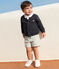 Babies' plain cotton cardigan SMOKING blue