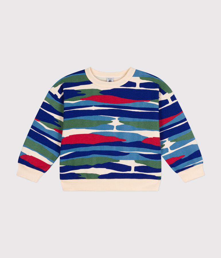 Boys' fleece sweatshirt Ecru/red