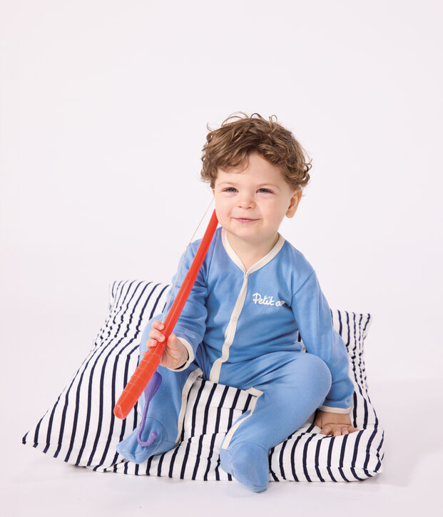 Babies' plain cotton pyjamas blue