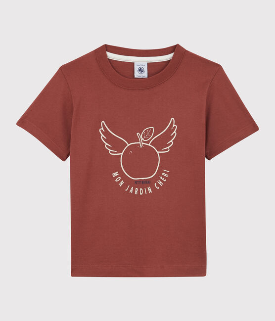 Boys' Short-Sleeved Cotton T-Shirt OMBRIE brown