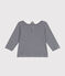 Babies' cotton blouse with a collar SMOKING blue/MARSHMALLOW white