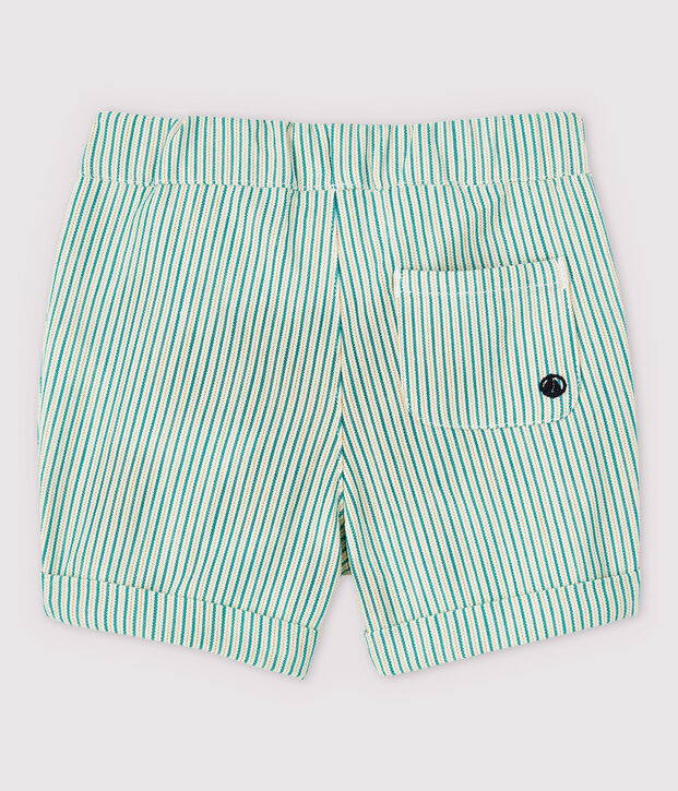 Baby Boys' Eye-Catching Stripy Serge Shorts white/green