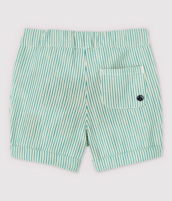 Baby Boys' Eye-Catching Stripy Serge Shorts MARSHMALLOW white/GAZON green