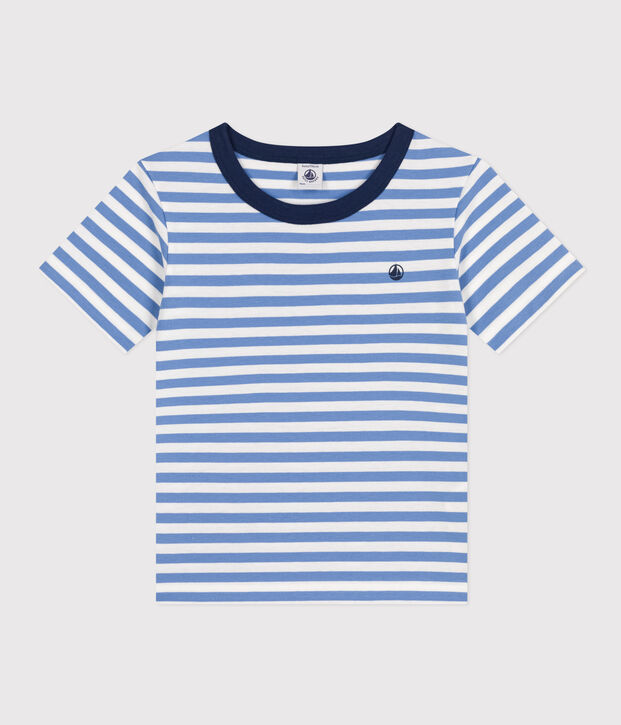 Boys' Stripy Lightweight Jersey T-shirt blue/white