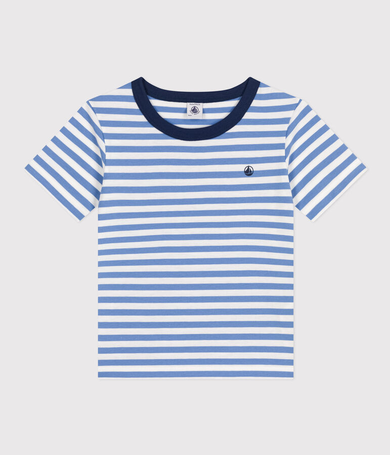 Boys' Stripy Lightweight Jersey T-shirt blue/white