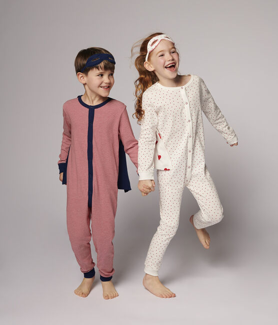Boys' Superhero Fancy Dress Cotton Jumpsuit TERKUIT red/MARSHMALLOW white