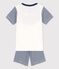 Boys' Blue Pinstriped Short Cotton Pyjamas MARSHMALLOW white/MEDIEVAL blue