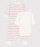 Babies' Organic Jacquard Clothing - 3-Piece Set MARSHMALLOW white/TERKUIT red