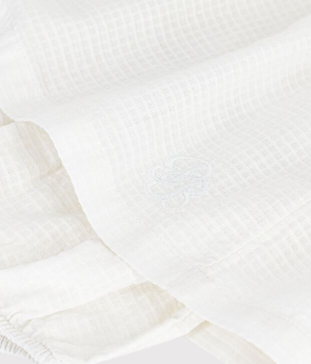 Babies' short-sleeved plain cotton dress white