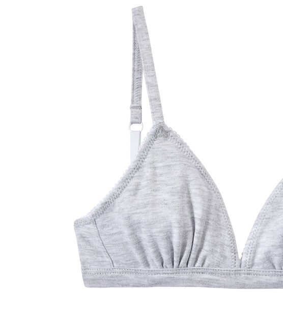 Girls' triangle-shaped bra POUSSIERE CHINE grey