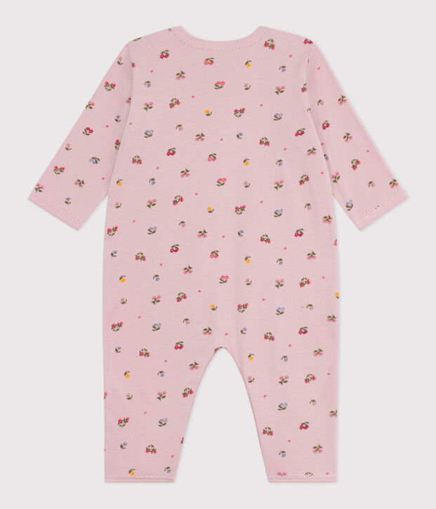 Babies' footless floral-print cotton pyjama suit pink/multicolor