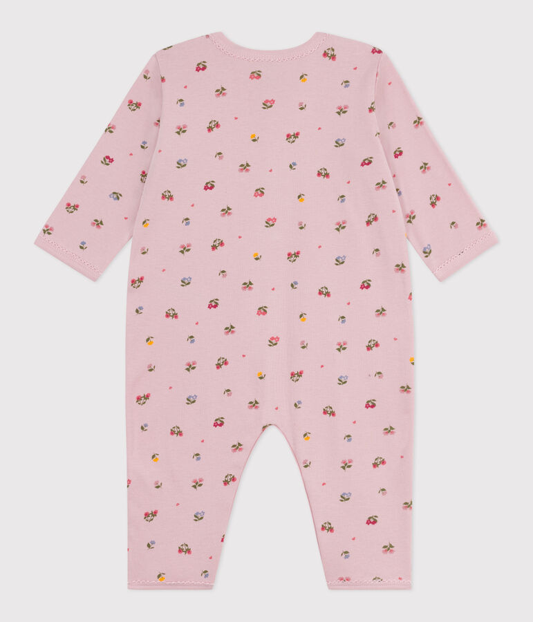 Babies' footless floral-print cotton pyjama suit pink/multicolor