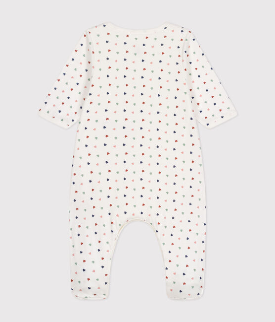 Babies' bodyjama in mini-heart print tube knit MARSHMALLOW white/MULTICO white