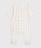 Babies' bodyjama in mini-heart print tube knit MARSHMALLOW white/MULTICO white